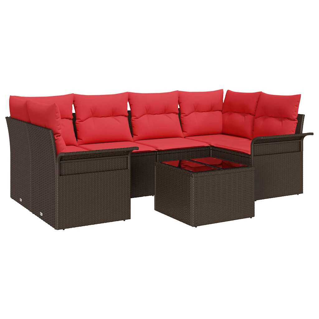 Set Divano da Giardino 7 pz Marrone polyrattan