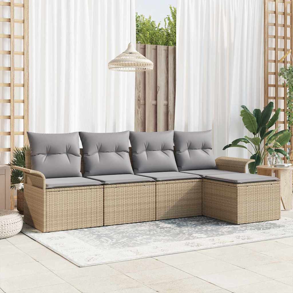 Divano da esterno 5 pz Beige polyrattan