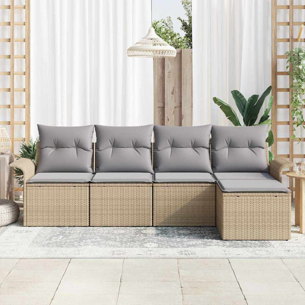 Divano da esterno 5 pz Beige polyrattan