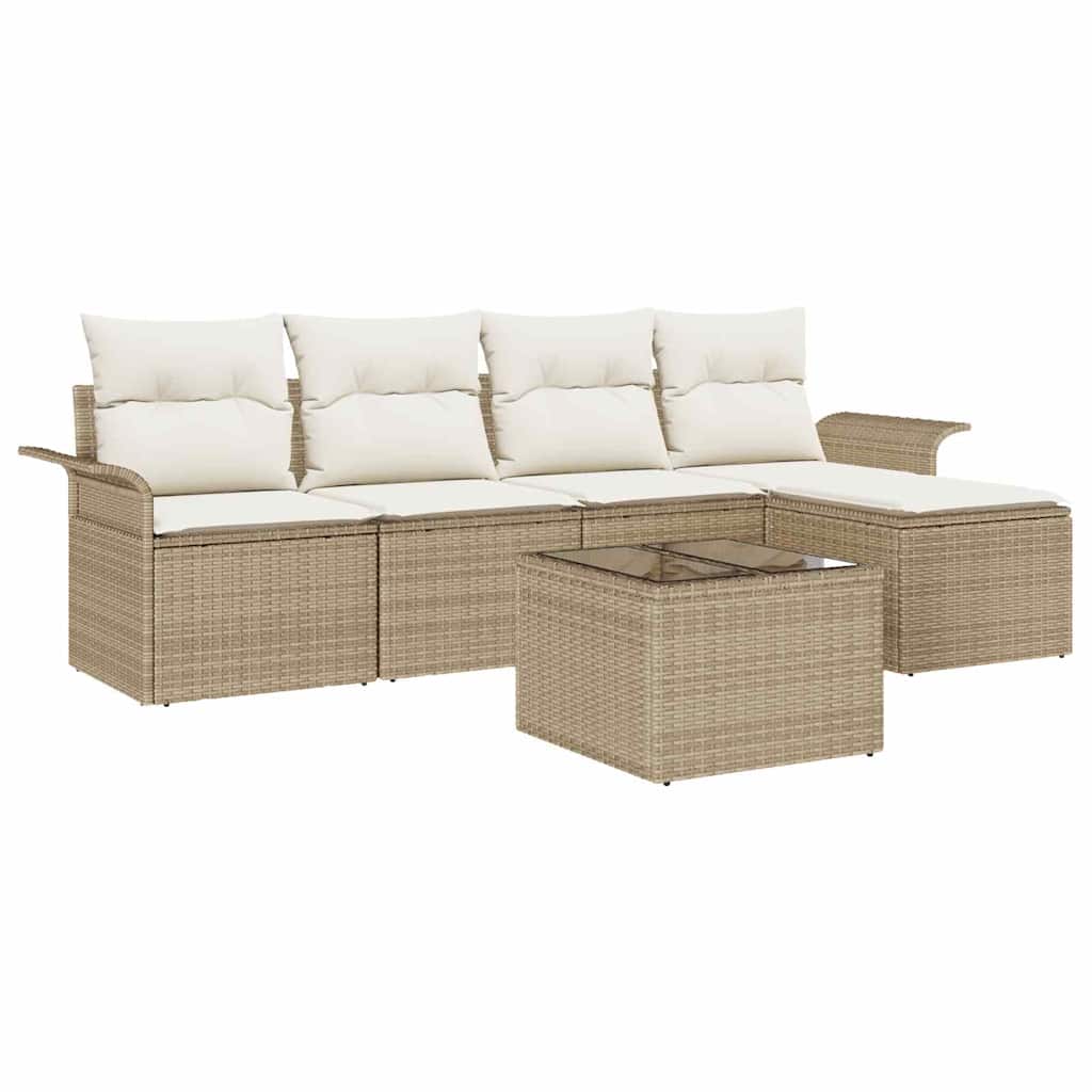 Divano da esterno 6 pz Beige polyrattan