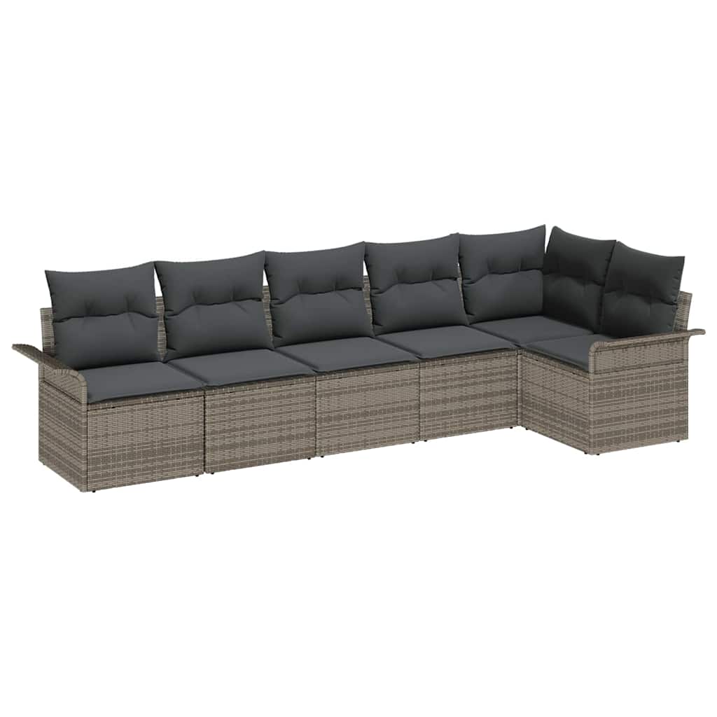 Set Divano da Giardino 6 pz Grigio polyrattan
