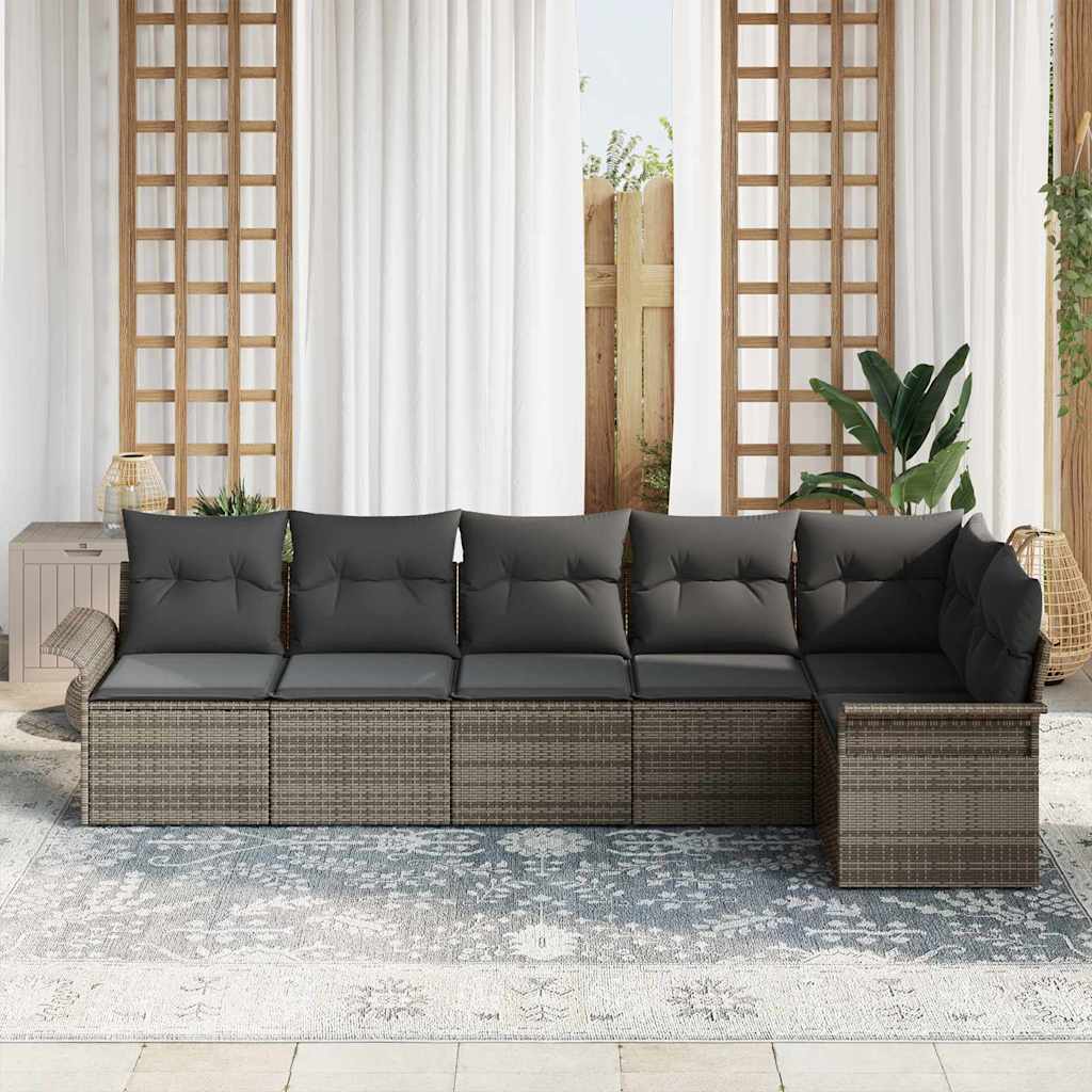 Set Divano da Giardino 6 pz Grigio polyrattan