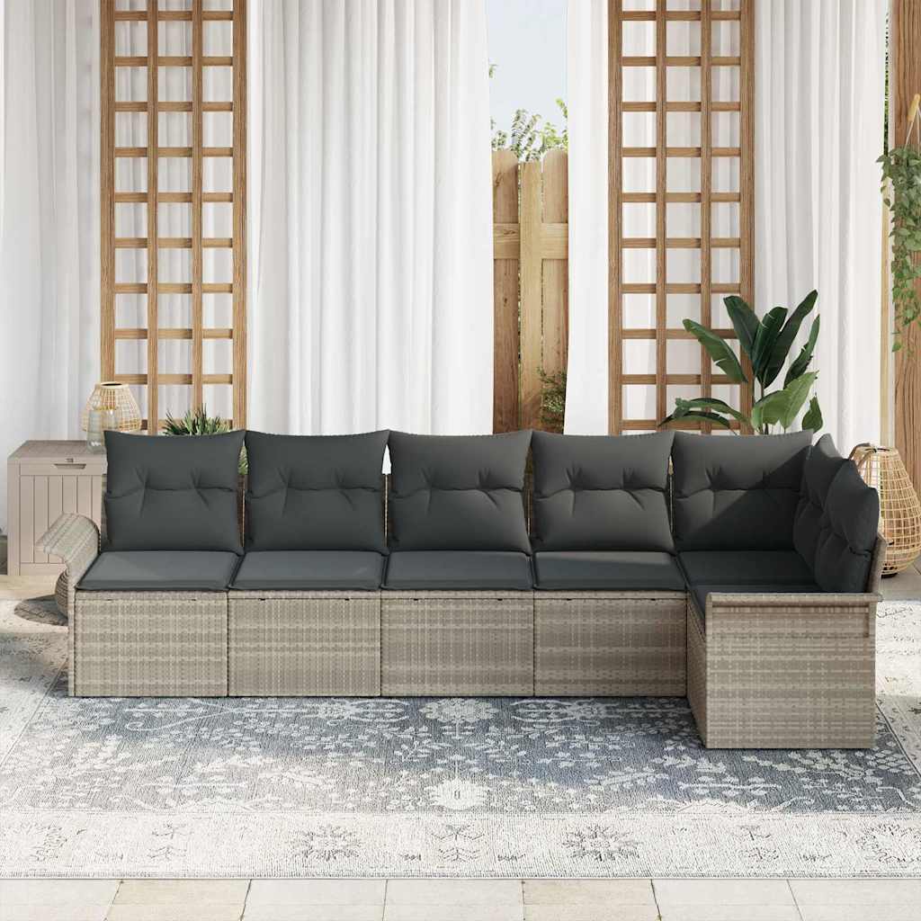 Set Divano da Giardino 6 pz Grigio chiaro polyrattan