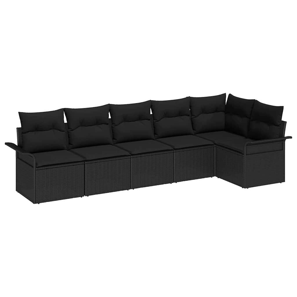 Set Divano da Giardino 6 pz Nero polyrattan