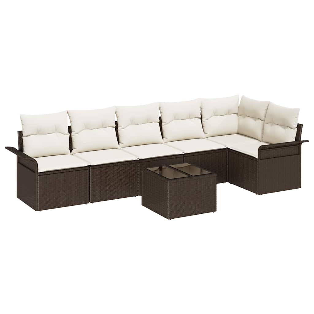 Set Divano da Giardino 7 pz Marrone polyrattan