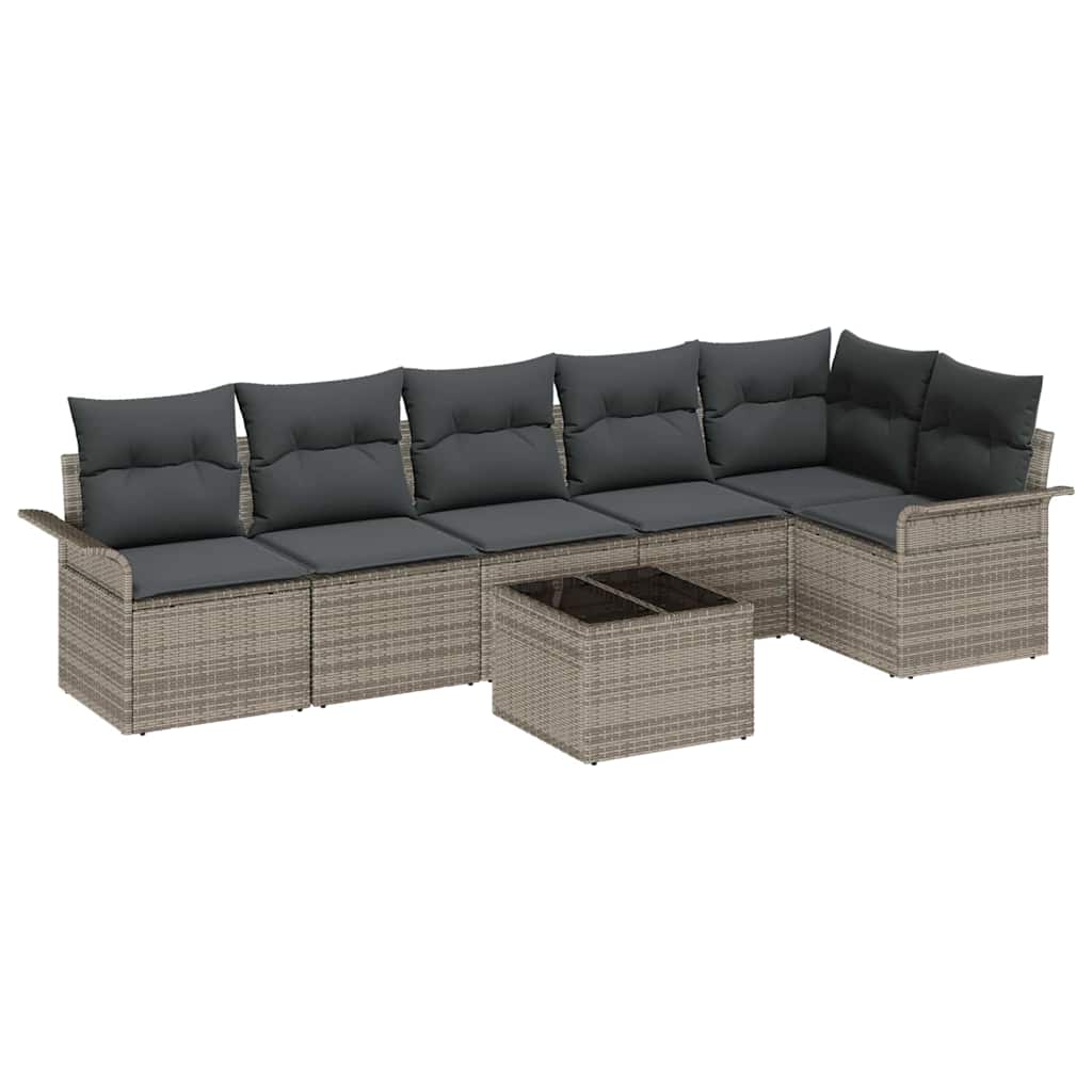 Set Divano da Giardino 7 pz Grigio polyrattan