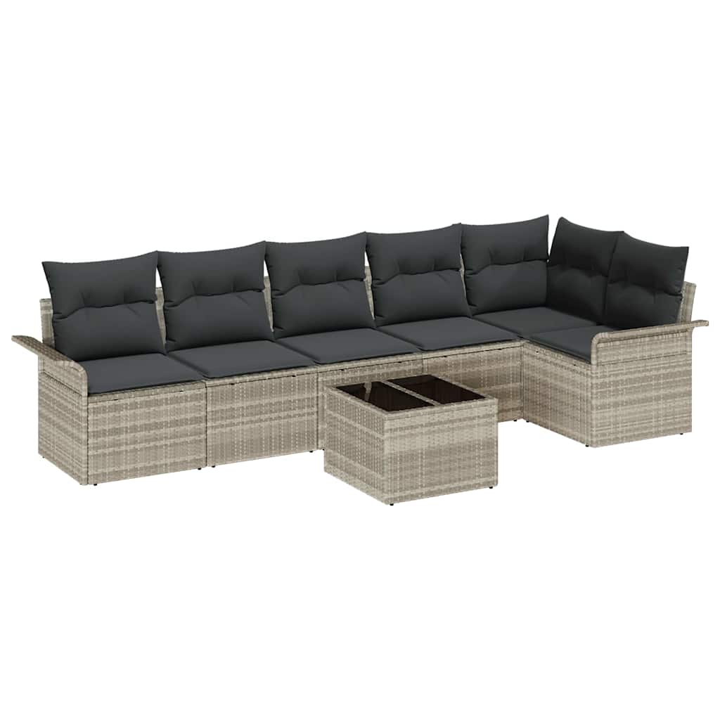 Set Divano da Giardino 7 pz Grigio chiaro polyrattan