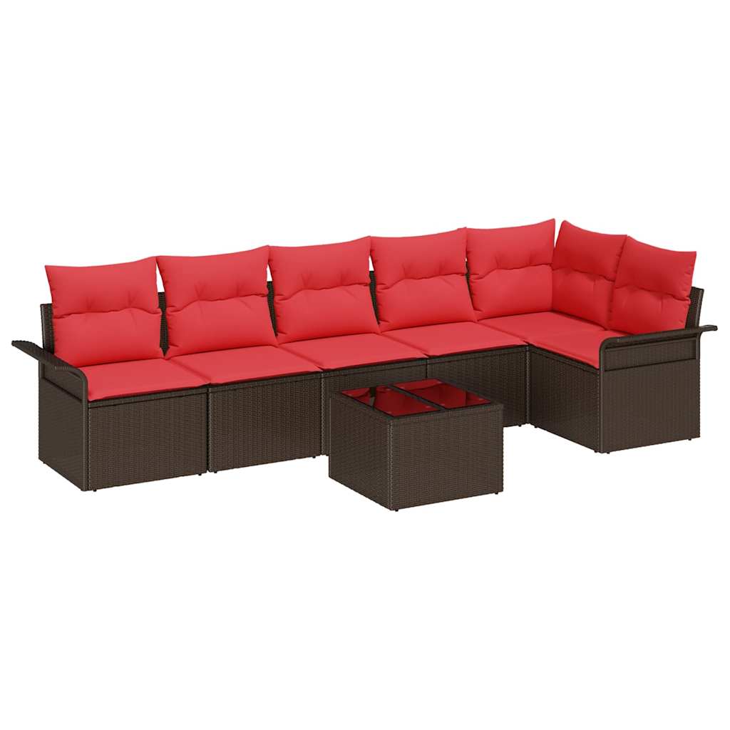 Set Divano da Giardino 7 pz Marrone polyrattan
