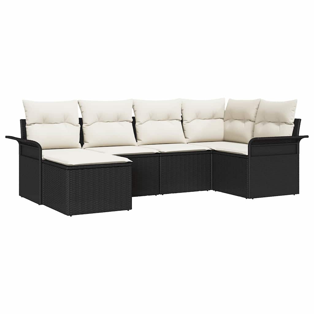 Set Divano da Giardino 6 pz Nero polyrattan