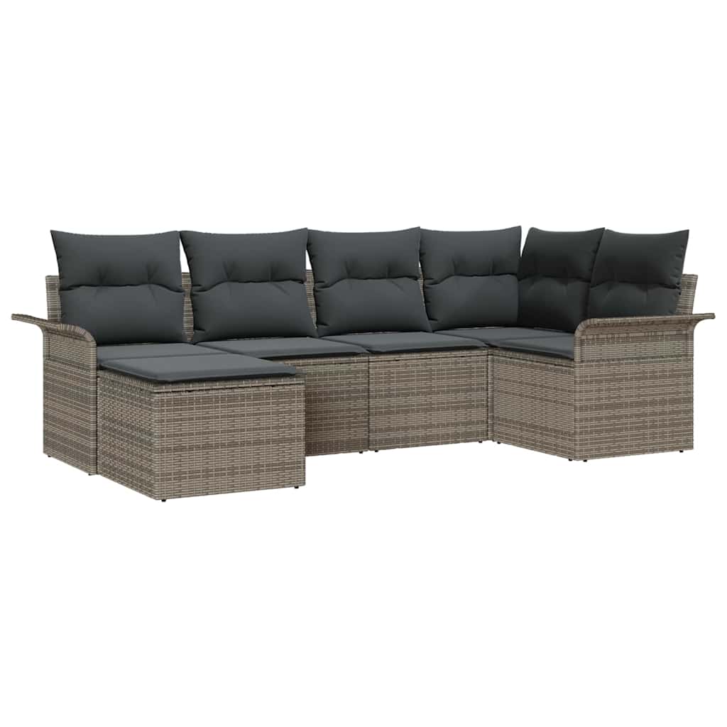 Set Divano da Giardino 6 pz Grigio polyrattan