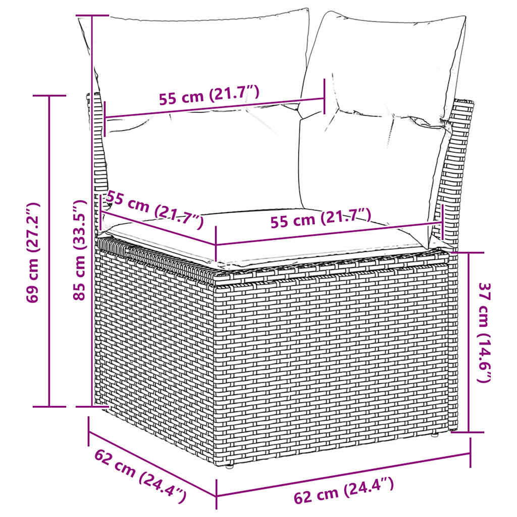 Set Divano da Giardino 6 pz Beige polyrattan