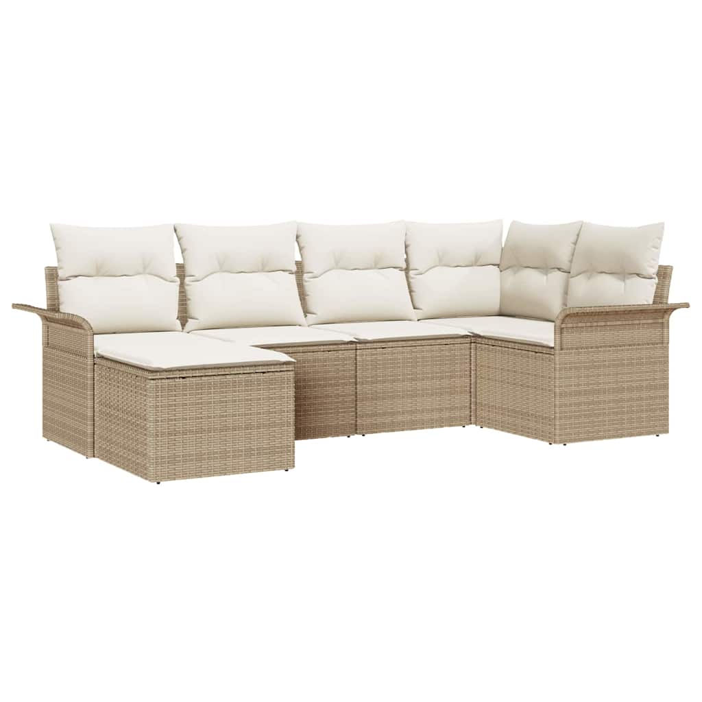 Set Divano da Giardino 6 pz Beige polyrattan