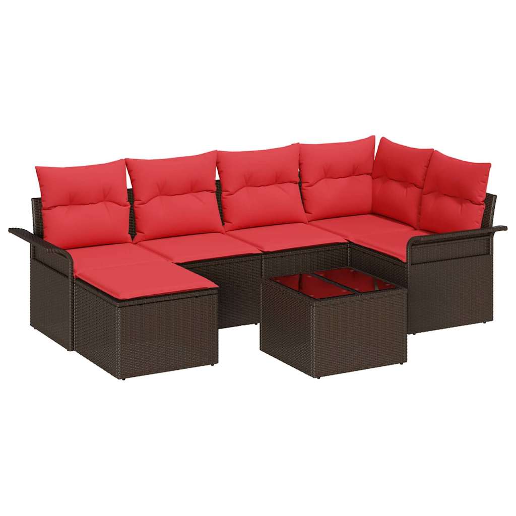 Set Divano da Giardino 7 pz Marrone polyrattan