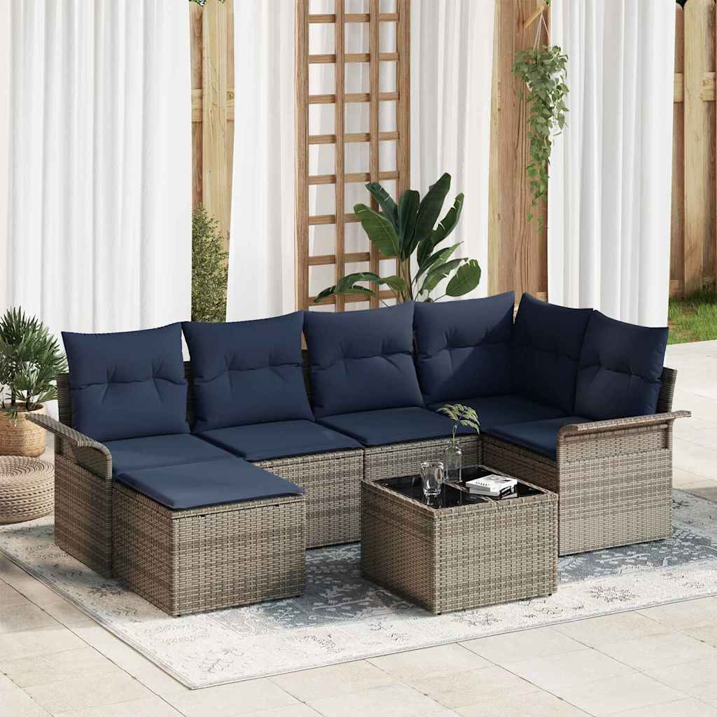 Set Divano da Giardino Grigio polyrattan