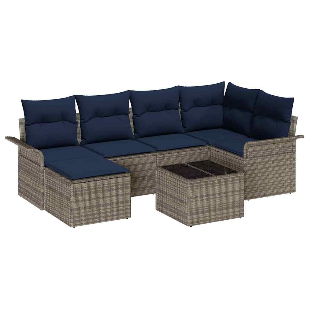 Set Divano da Giardino Grigio polyrattan