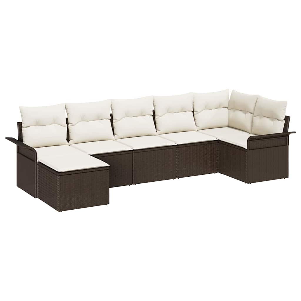 Set Divano da Giardino 7 pz Marrone polyrattan