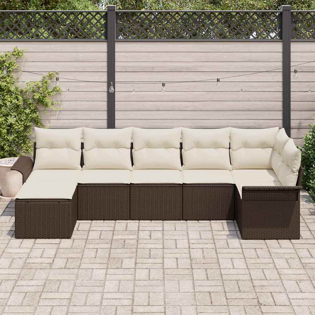 Set Divano da Giardino 7 pz Marrone polyrattan