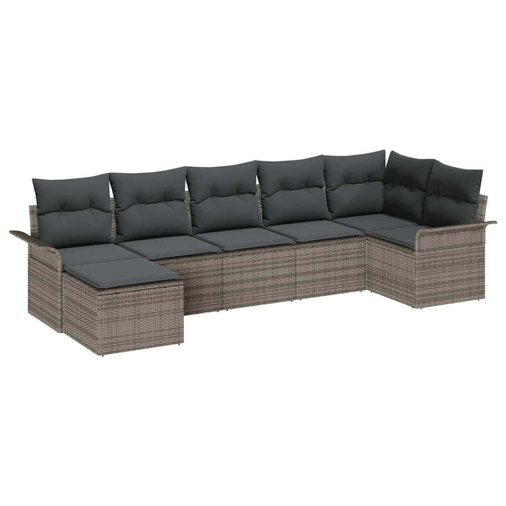Set Divano da Giardino 7 pz Grigio polyrattan