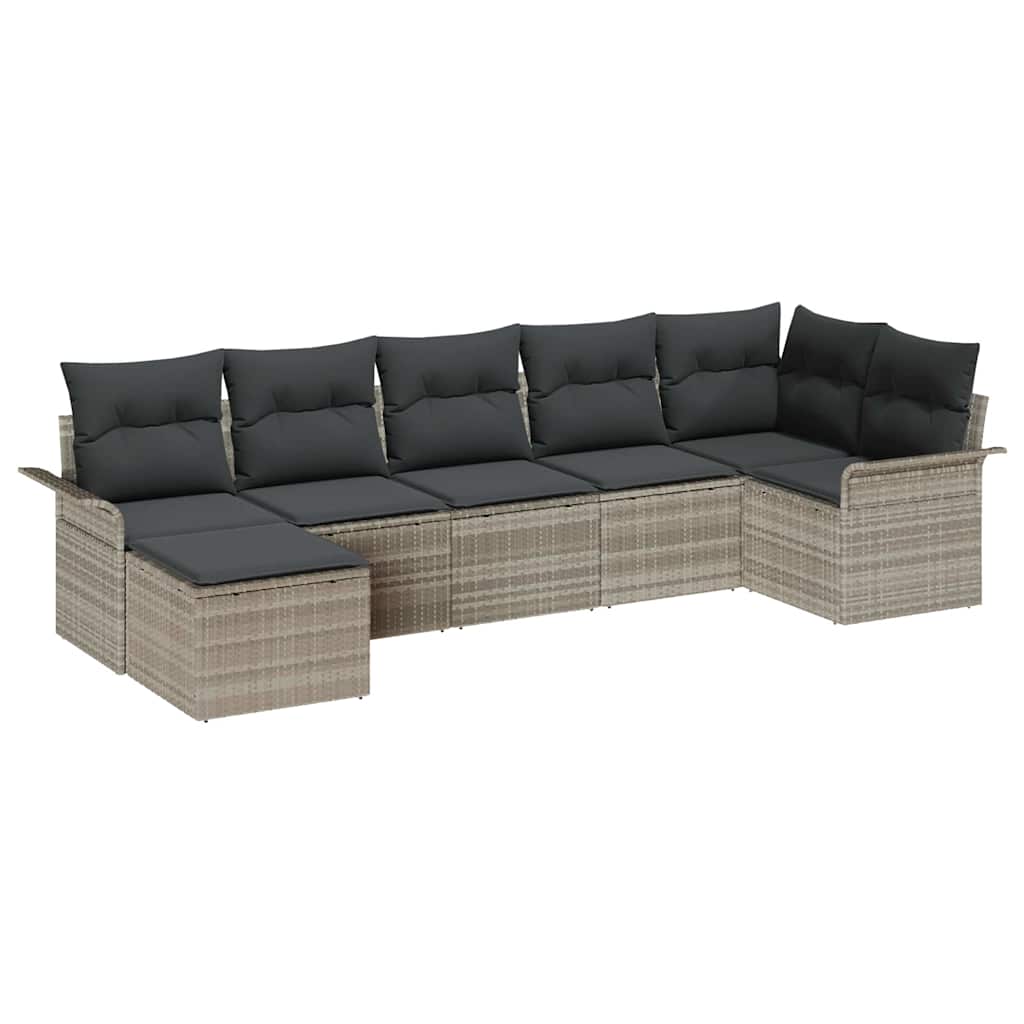 Set Divano da Giardino 7 pz Grigio chiaro polyrattan