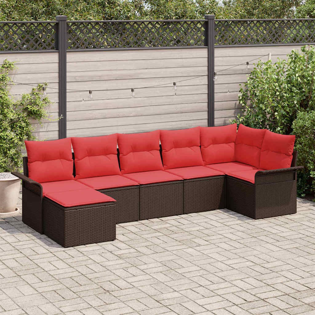 Set Divano da Giardino Marrone polyrattan