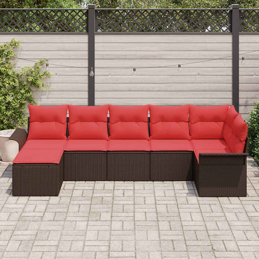 Set Divano da Giardino Marrone polyrattan