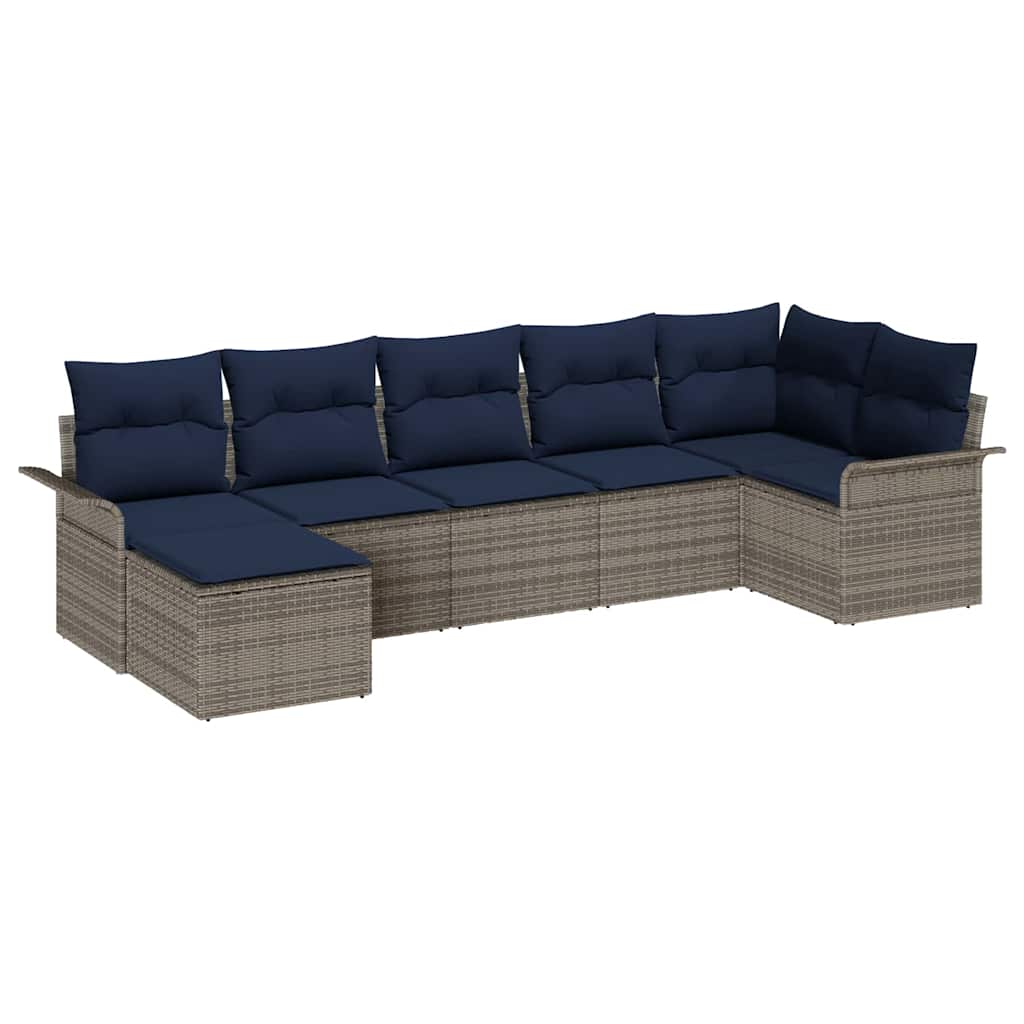 Set Divano da Giardino Grigio polyrattan