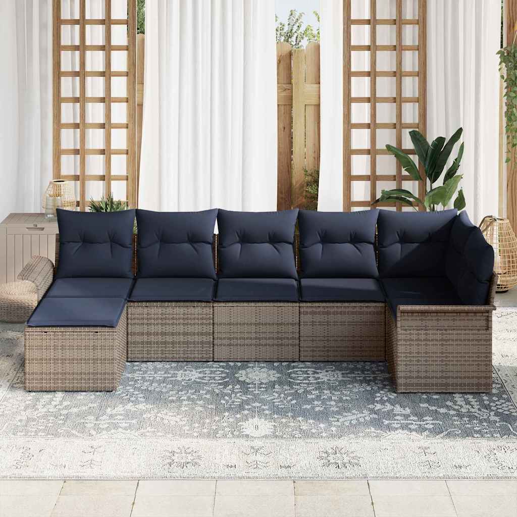 Set Divano da Giardino Grigio polyrattan
