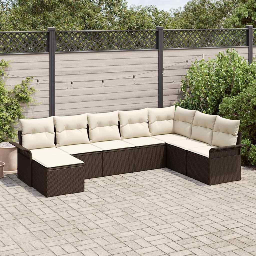 Set Divano da Giardino 8 pz Marrone polyrattan