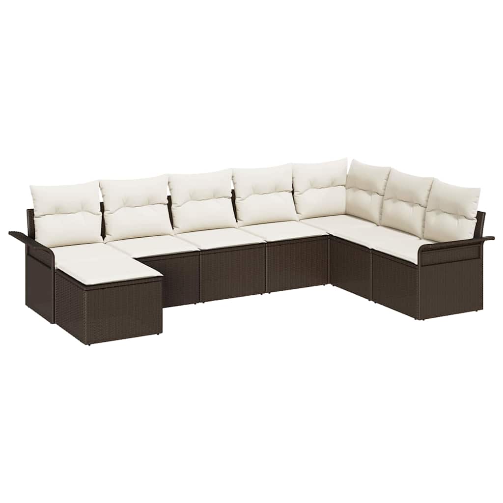 Set Divano da Giardino 8 pz Marrone polyrattan