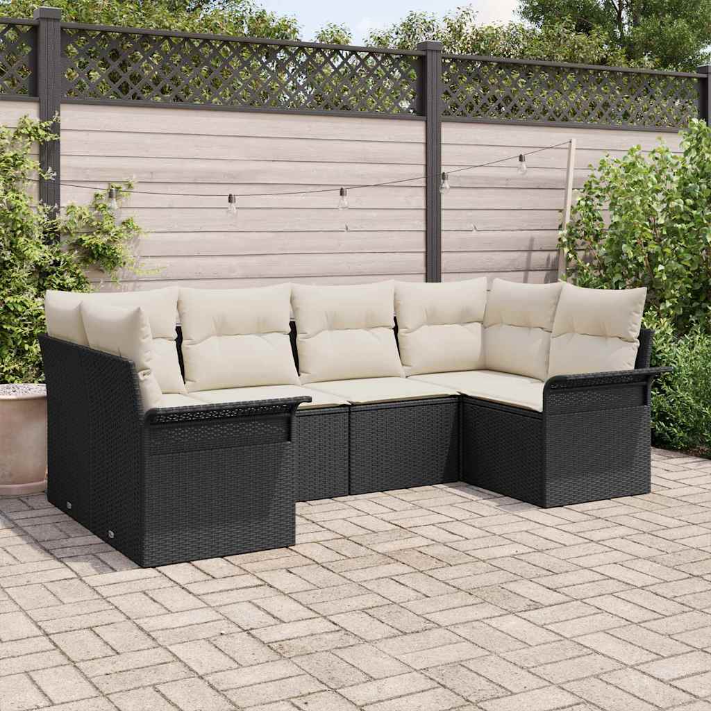 Set Divano da Giardino 6 pz Nero polyrattan