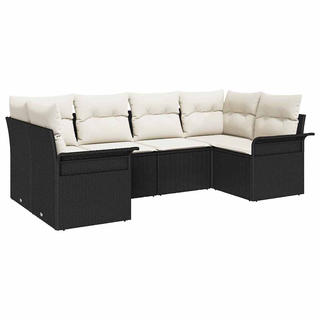 Set Divano da Giardino 6 pz Nero polyrattan