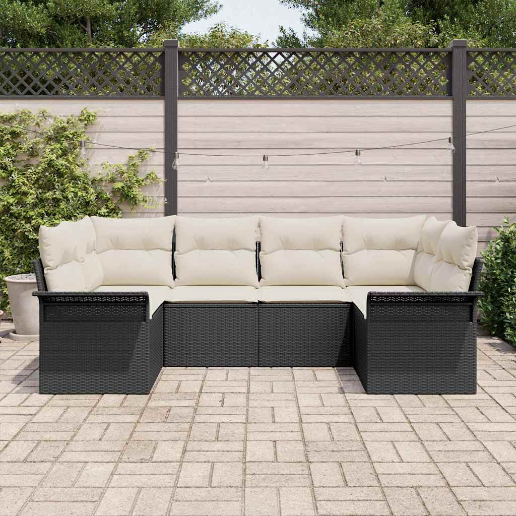 Set Divano da Giardino 6 pz Nero polyrattan
