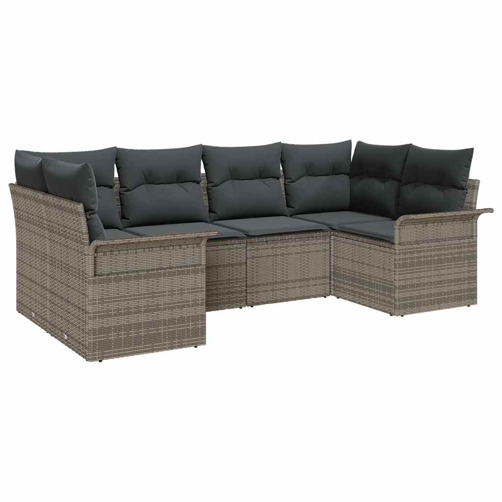 Set Divano da Giardino 6 pz Grigio polyrattan