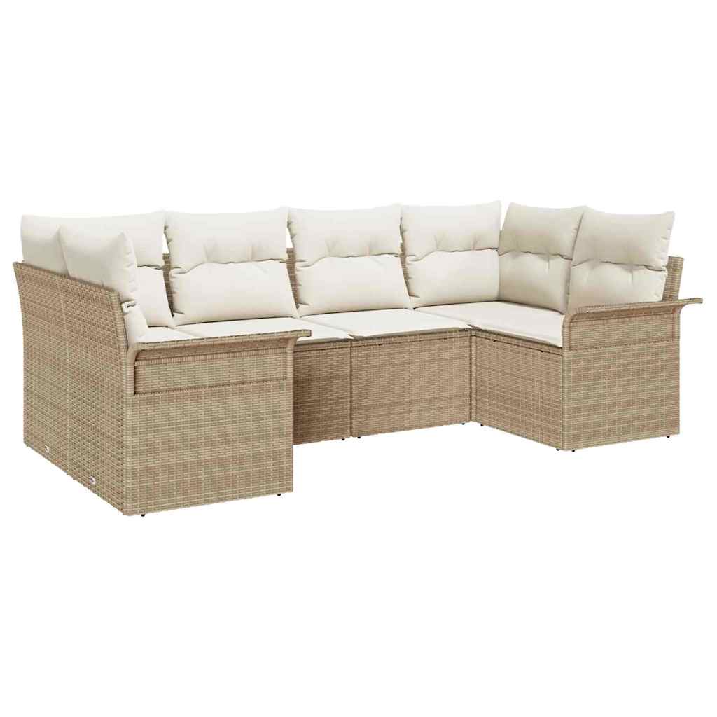 Set Divano da Giardino 6 pz Beige polyrattan