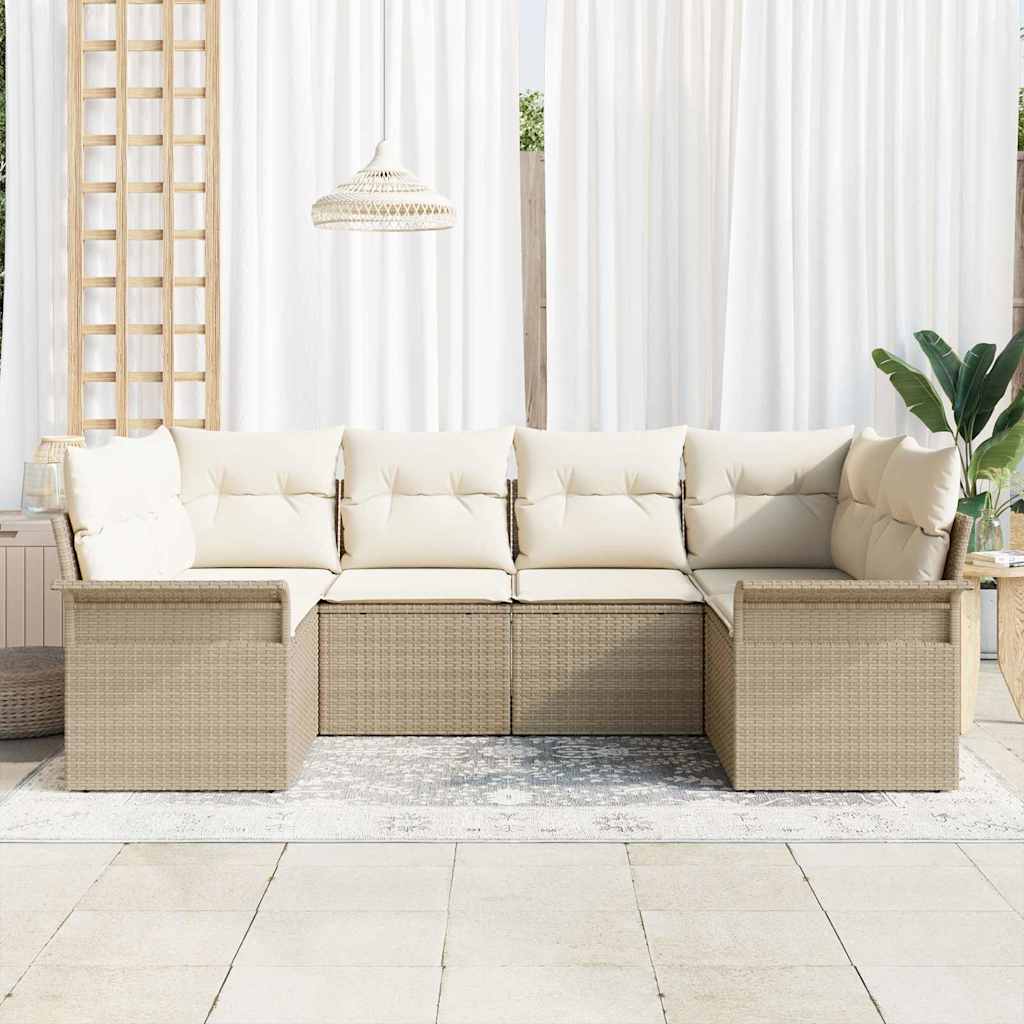 Set Divano da Giardino 6 pz Beige polyrattan