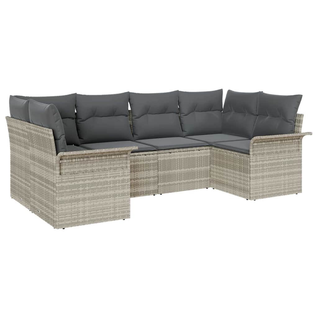 Set Divano da Giardino 6 pz Grigio chiaro polyrattan