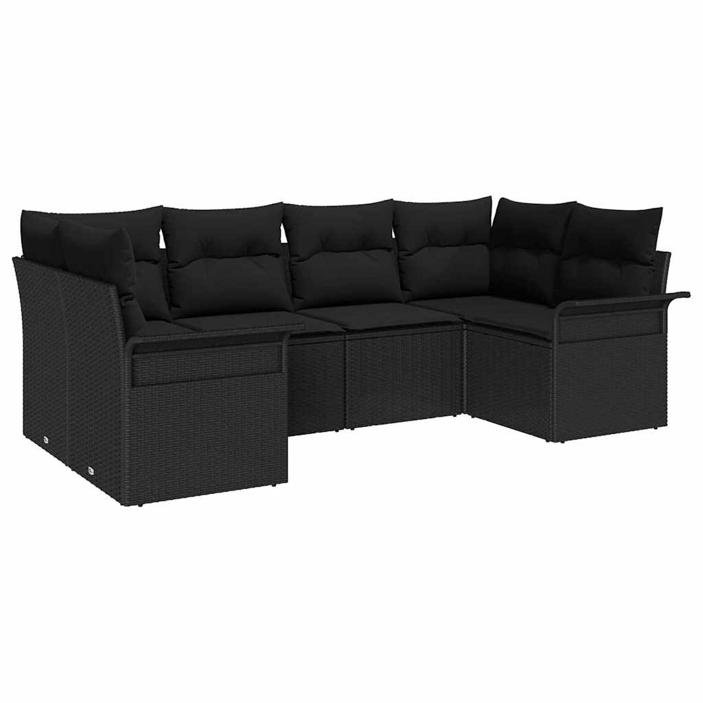Set Divano da Giardino 6 pz Nero polyrattan