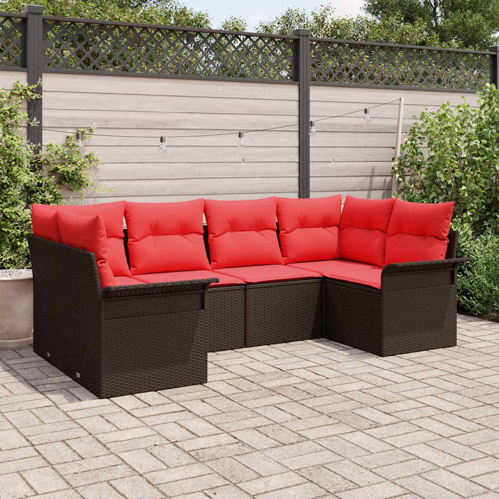 Set Divano da Giardino 6 pz Marrone polyrattan