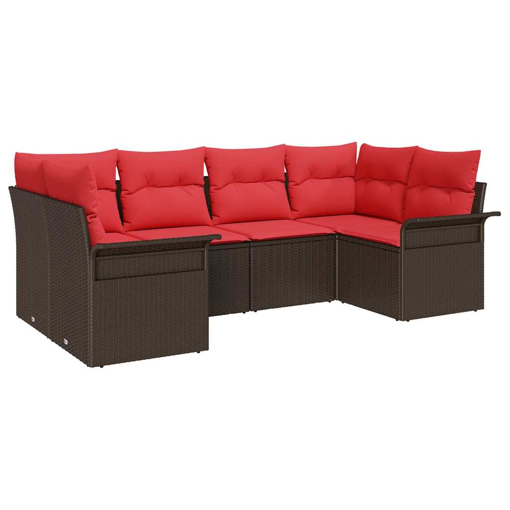 Set Divano da Giardino 6 pz Marrone polyrattan