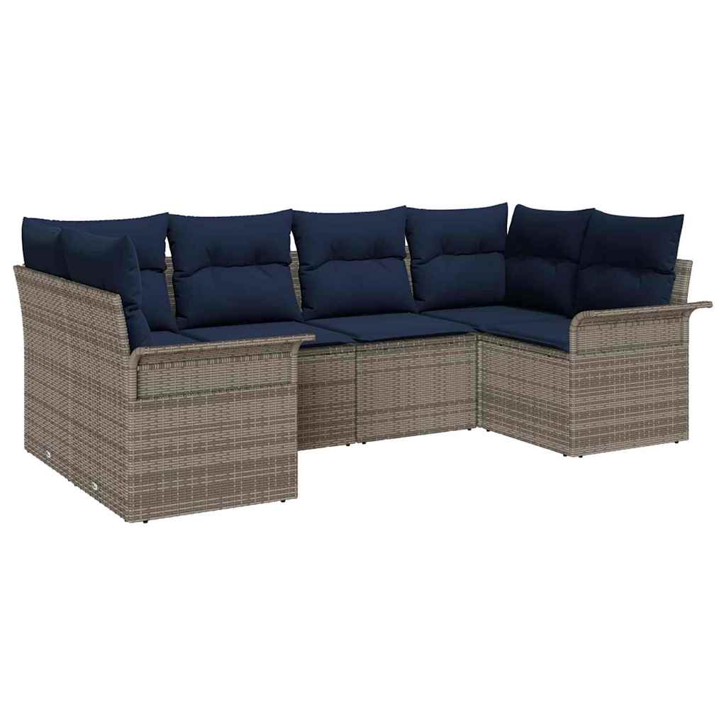 Set Divano da Giardino 6 pz Grigio polyrattan
