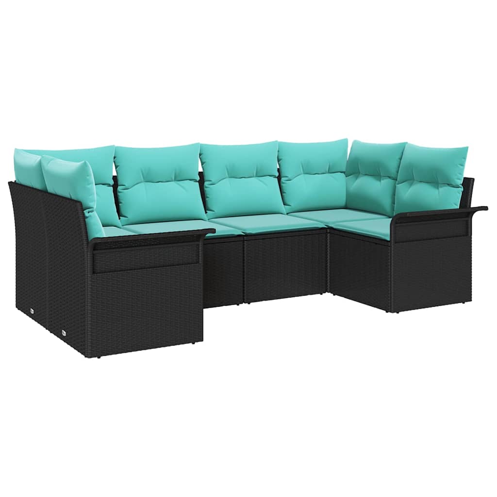 Set Divano da Giardino 6 pz Nero polyrattan