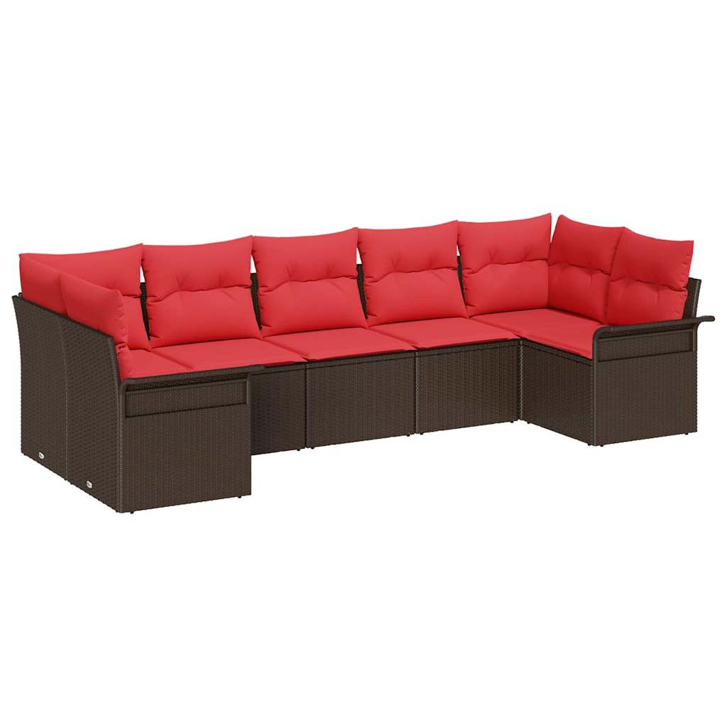 Set Divano da Giardino 7 pz Marrone polyrattan