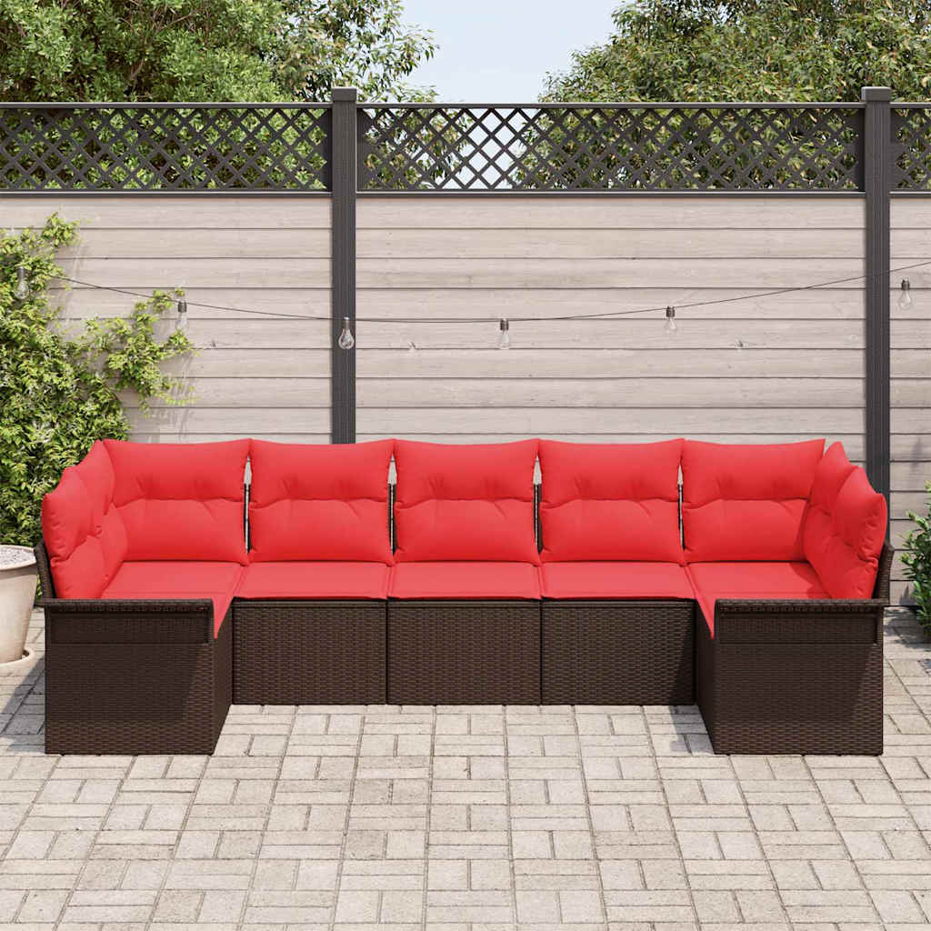 Set Divano da Giardino 7 pz Marrone polyrattan