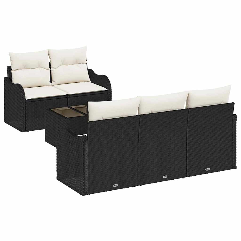Set Divano da Giardino Nero polyrattan