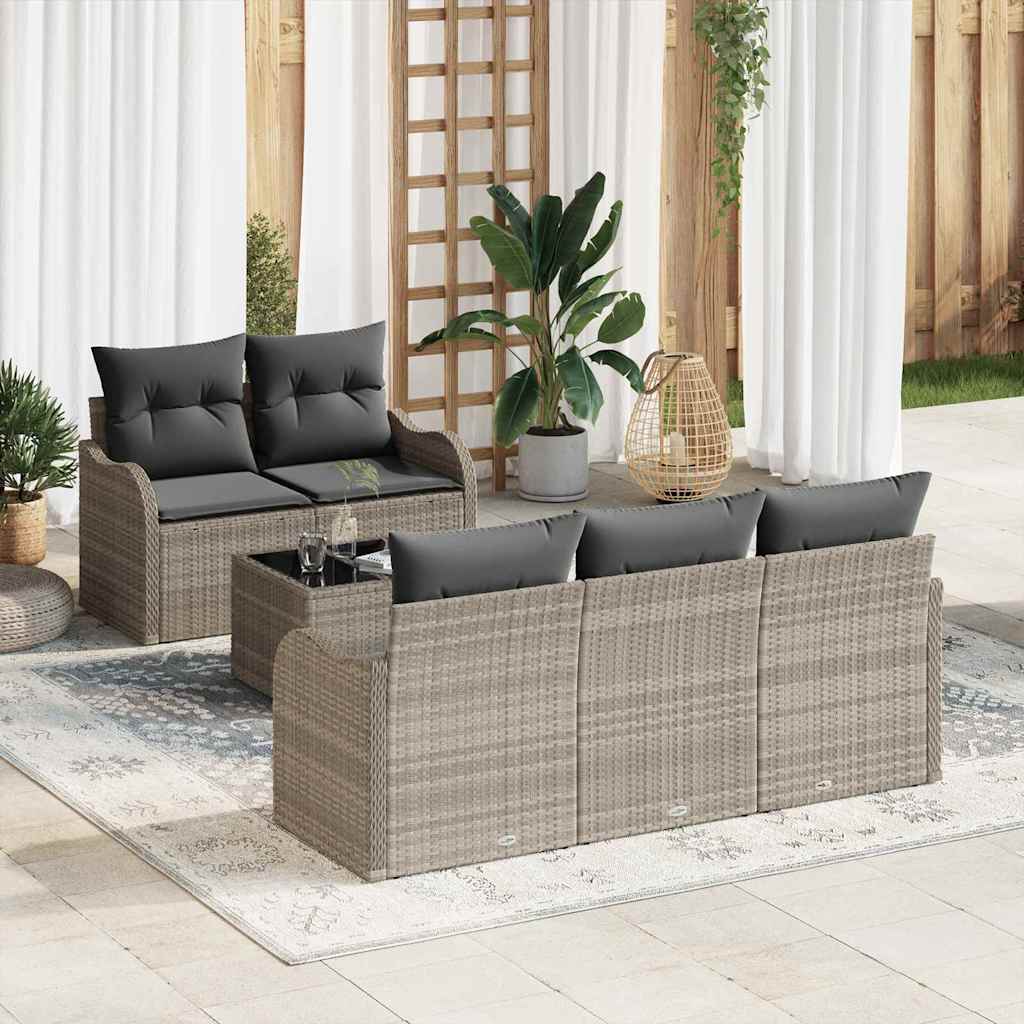 Set Divano da Giardino Grigio chiaro polyrattan