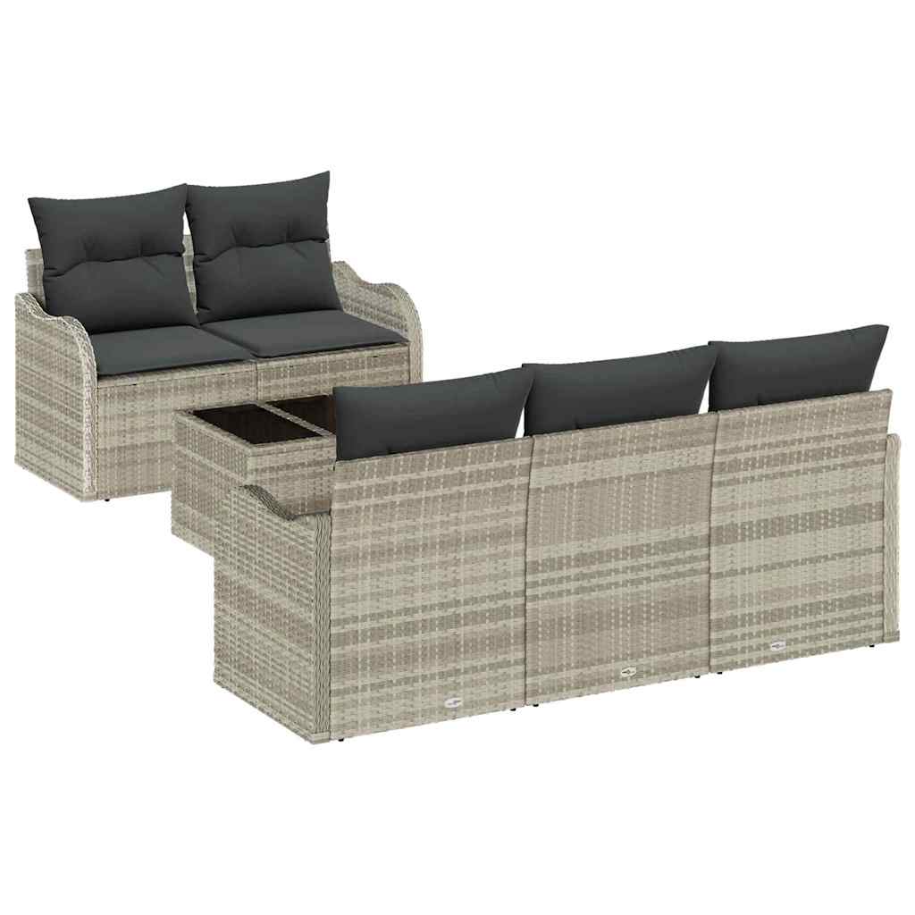 Set Divano da Giardino Grigio chiaro polyrattan