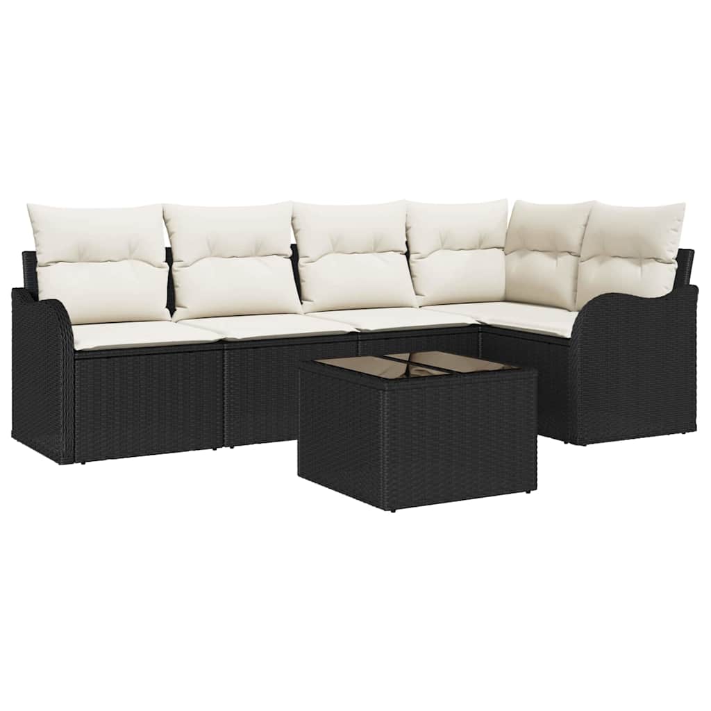Set Divano da Giardino 5 pz Nero polyrattan