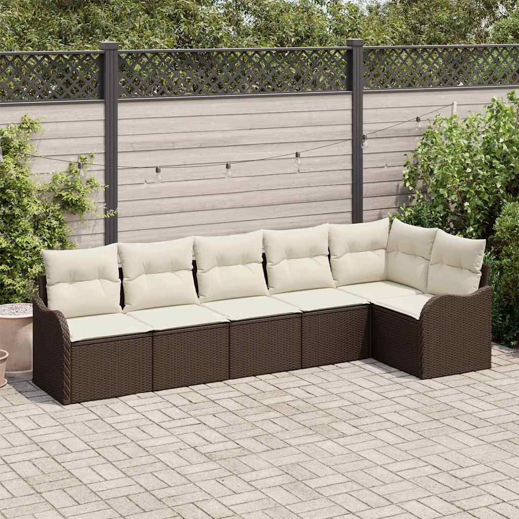 Set Divano da Giardino 6 pz Marrone polyrattan