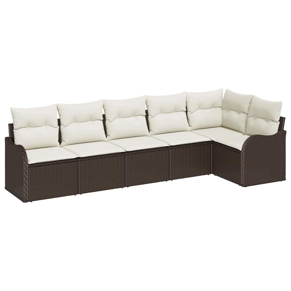 Set Divano da Giardino 6 pz Marrone polyrattan