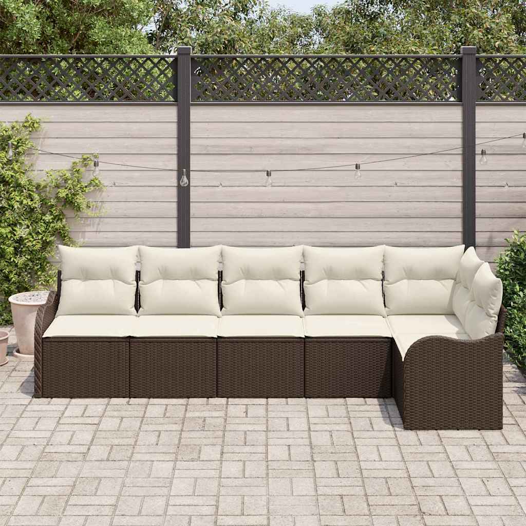 Set Divano da Giardino 6 pz Marrone polyrattan
